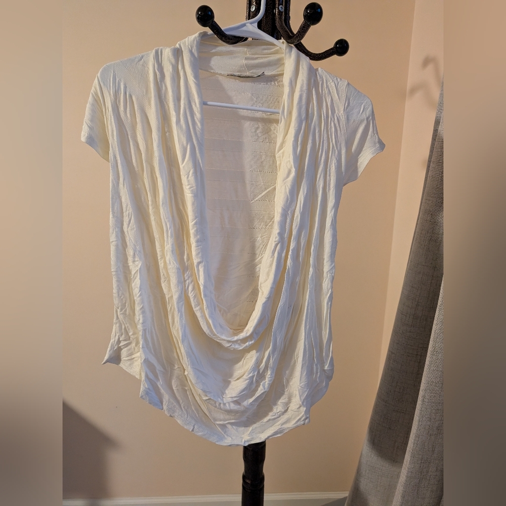 Off white open front tee